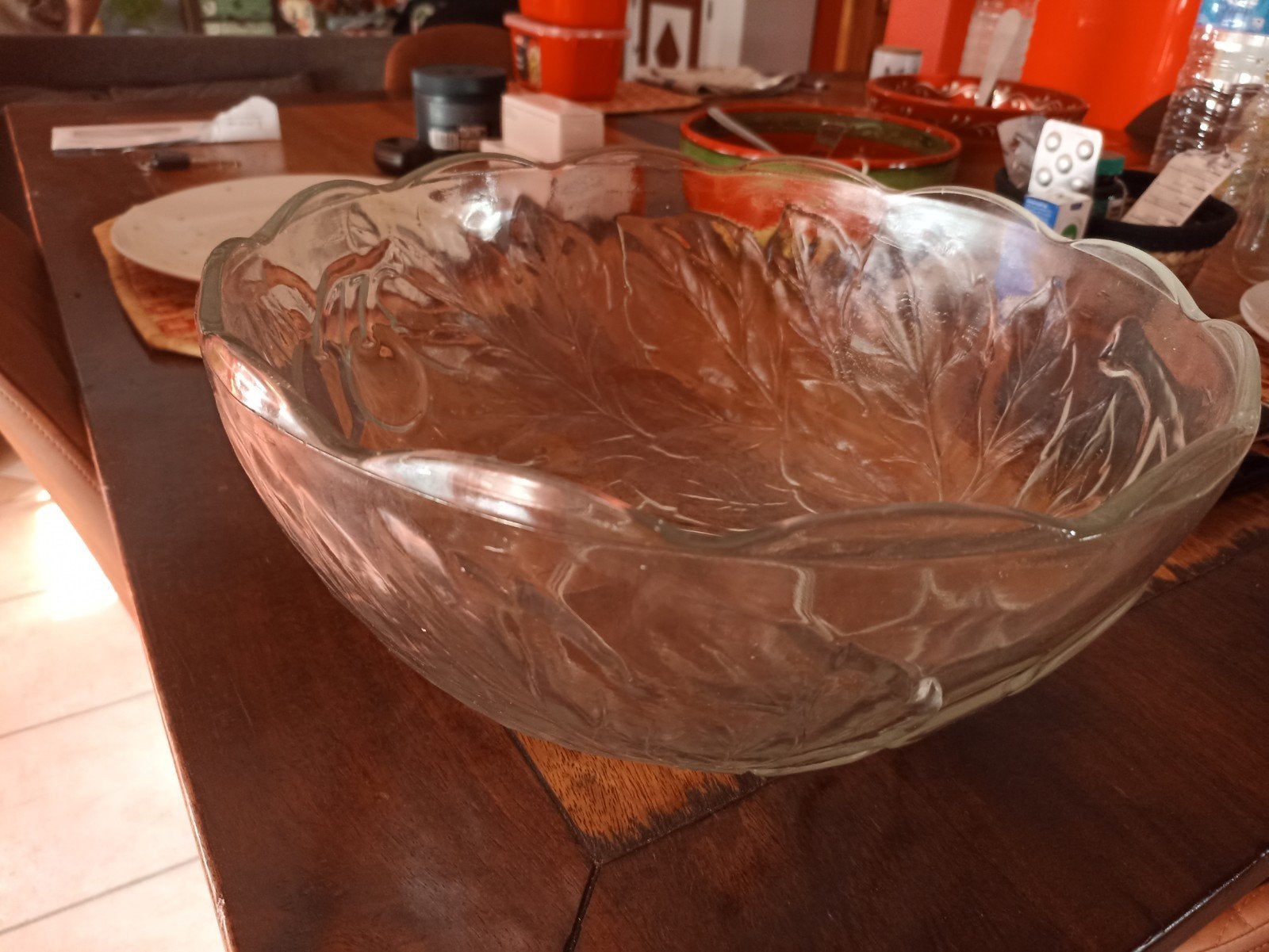 Grand plat en verre 32cm, Antiquités & Art, Enlèvement ou Envoi