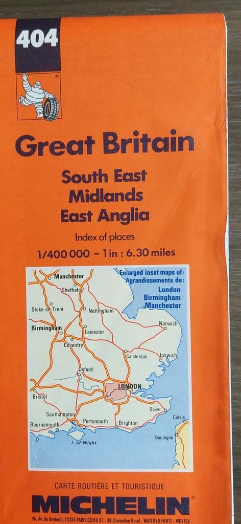 Michelin vintage wegenkaart Groot Brittannië South East-Midl, Boeken, Atlassen en Landkaarten, Ophalen of Verzenden
