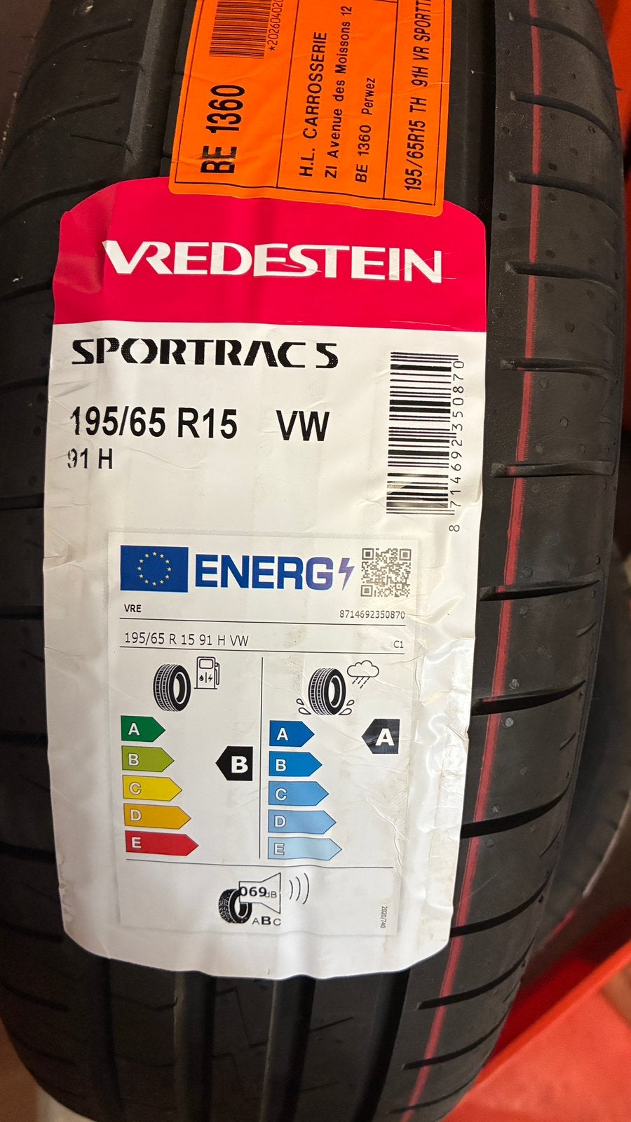 Pneus neuf vredestein sportracs 195/65/15 91H, Enlèvement, Pneu(s)