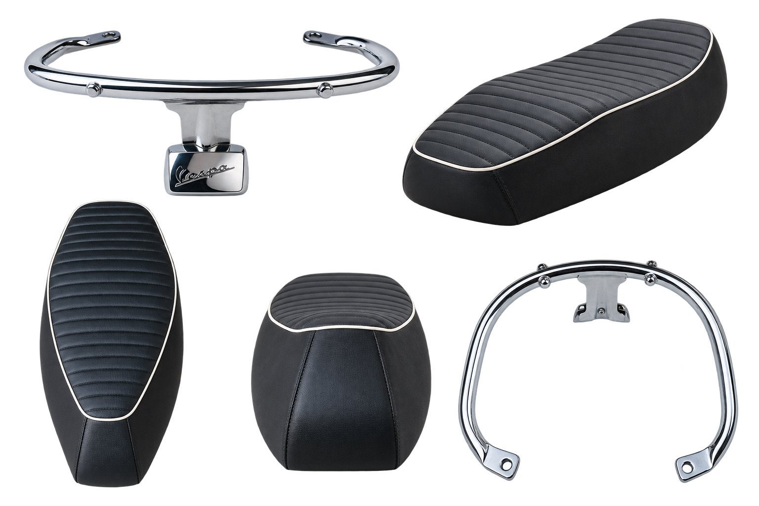 Vespa zadel + originele chromen achterbeugel/bagagedrager, Ophalen, Gebruikt