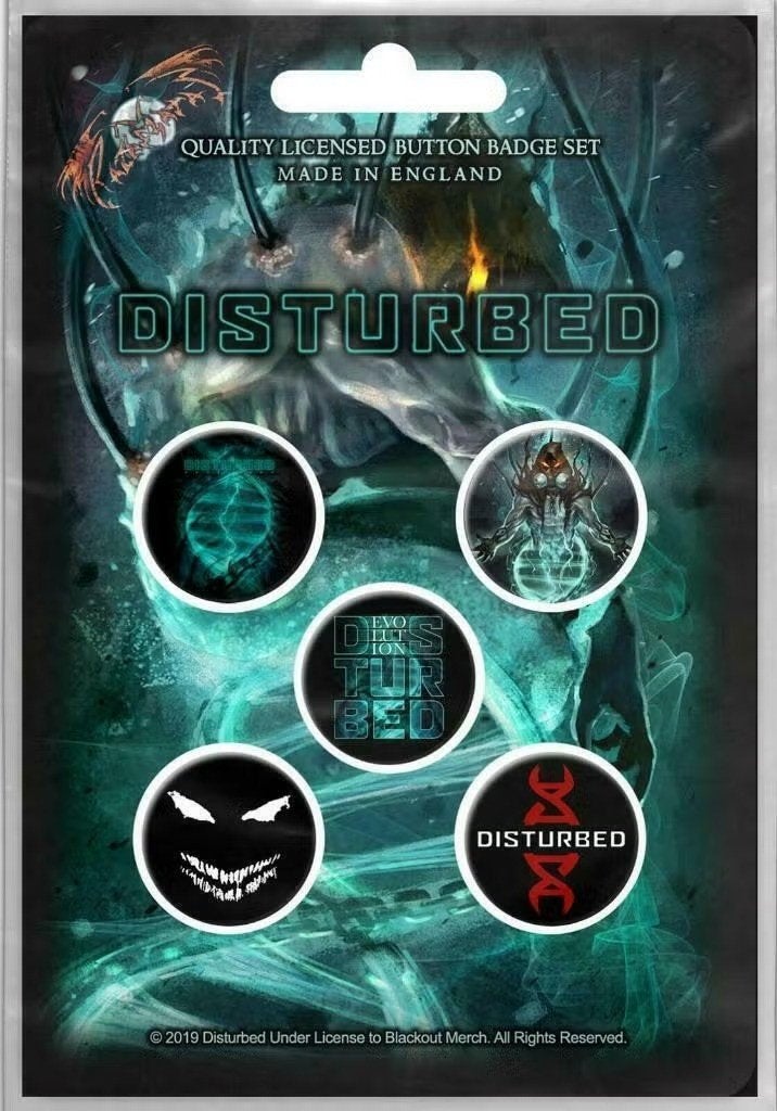 Disturbed button Evolution 5-pack officiële merchandise, Ophalen of Verzenden, Nieuw