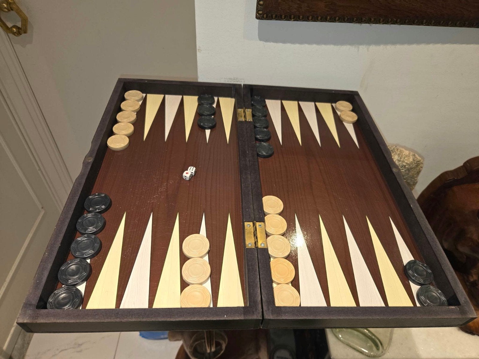 Groot Houten Backgammon Spel / Triktrak / Tavla – Opvouwbaar, Ophalen of Verzenden