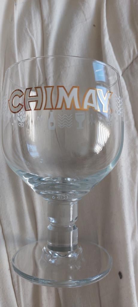 Chimay-glas, wit schrift, gouden rand, Verzamelen, Ophalen of Verzenden