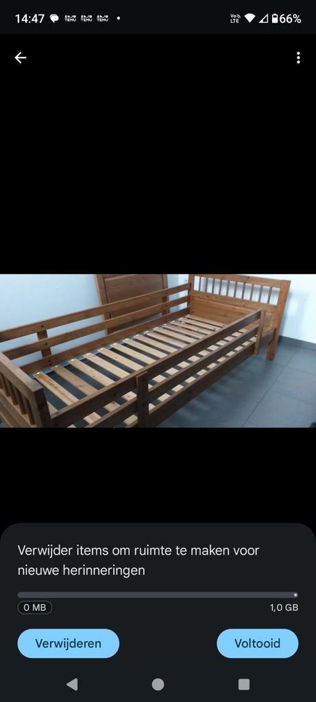 Eenpersoonsbed (met mogelijkheid tot stapelbed), Ophalen