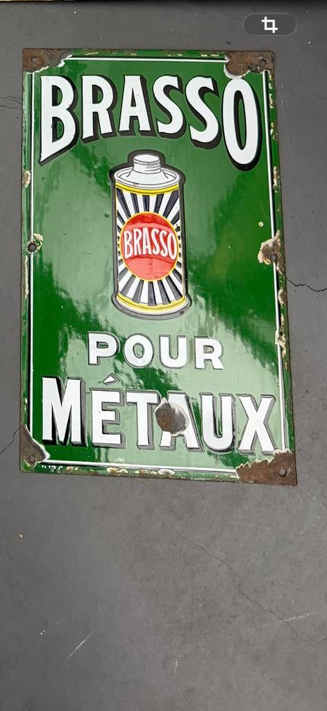 Oud emaille reclame bord Brasso, Verzamelen, Ophalen of Verzenden, Gebruikt, Reclamebord