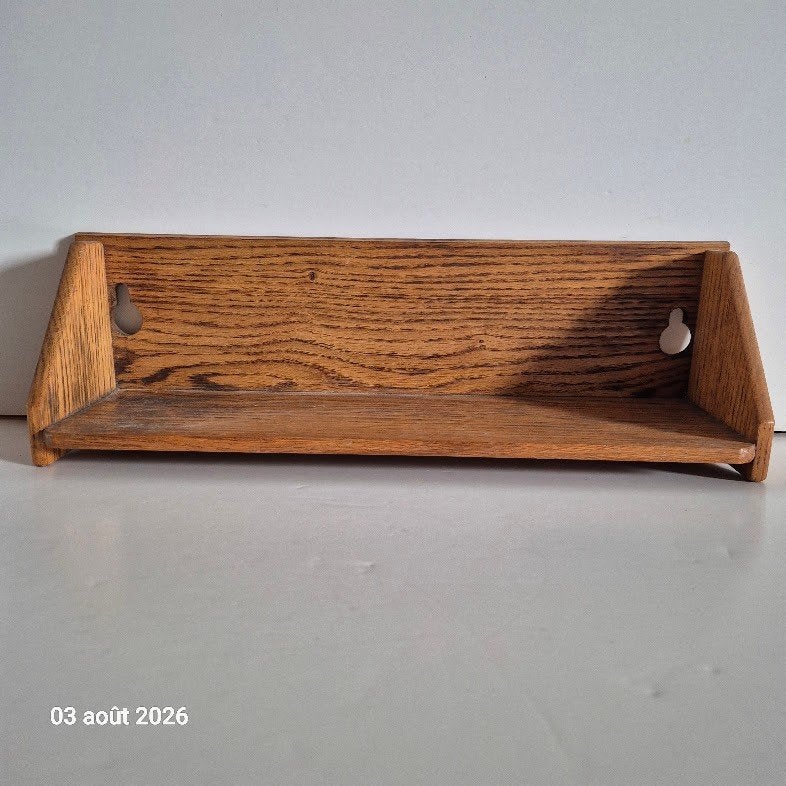 Kleine houten wandplank, massief eikenhout, massief, 1950, Etagère, Met standaard, Verzenden, Zo goed als nieuw