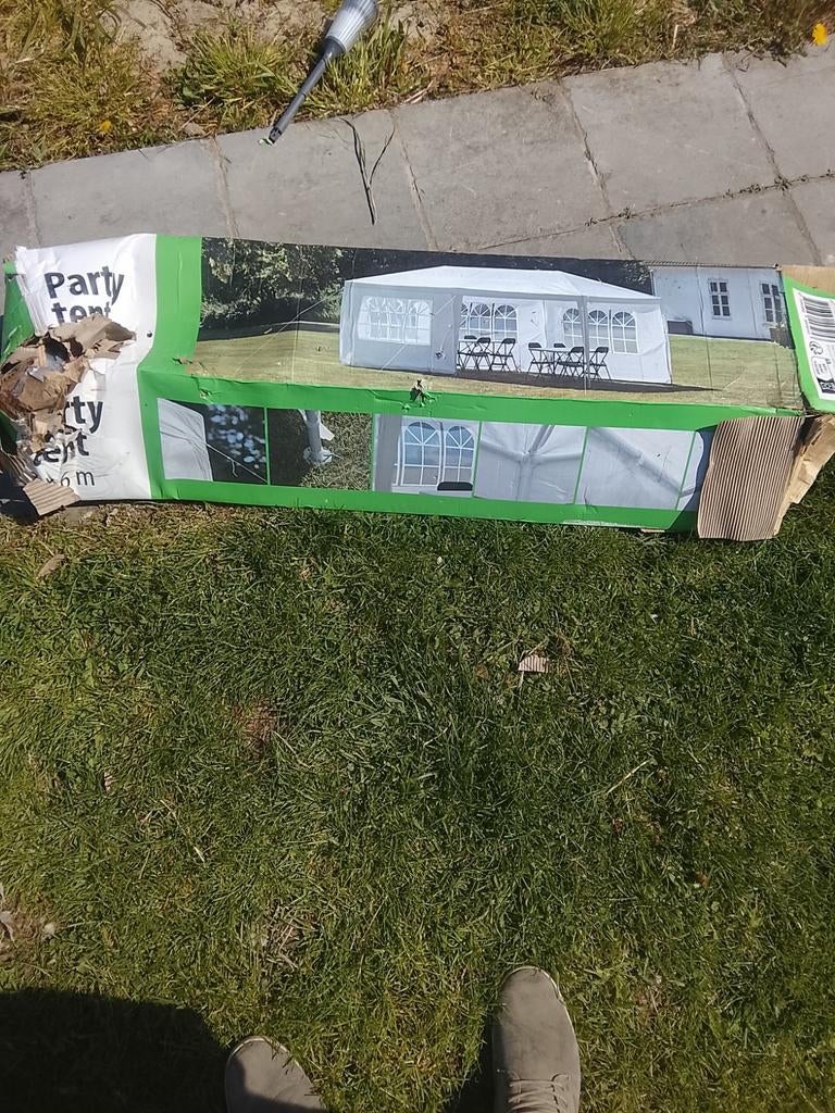 Partytent met reserve stukken en 2 zeilen, Tuin en Terras, Ophalen, Partytent