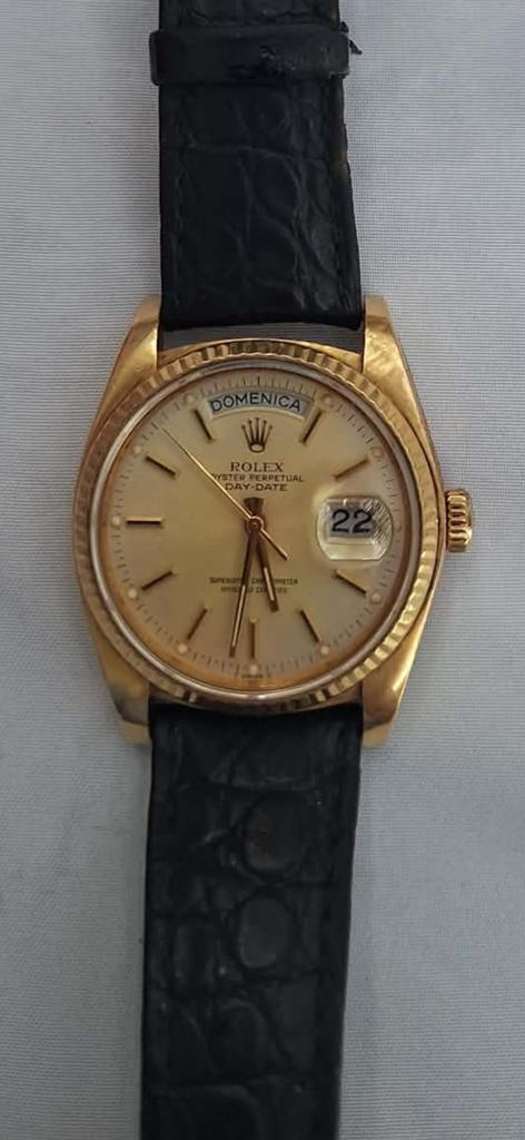 ROLEX DAY-DATE 1803 — 18K GEELGOUD (36 mm) — VINTAGE, Handtassen en Accessoires, Horloges | Antiek, Ophalen, Met bandje, Polshorloge