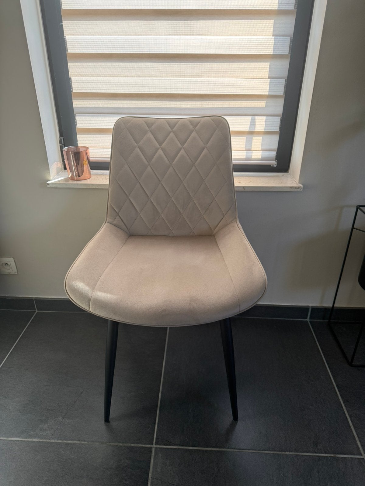 Beige velvet stoel, Huis en Inrichting, Ophalen, Overige kleuren, Zo goed als nieuw, Stof