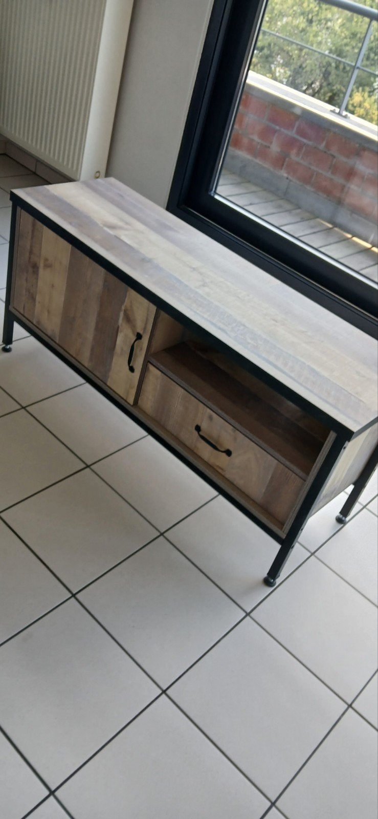 Meuble TV bois métal 120cm nickel, Maison & Meubles, Enlèvement, Métal