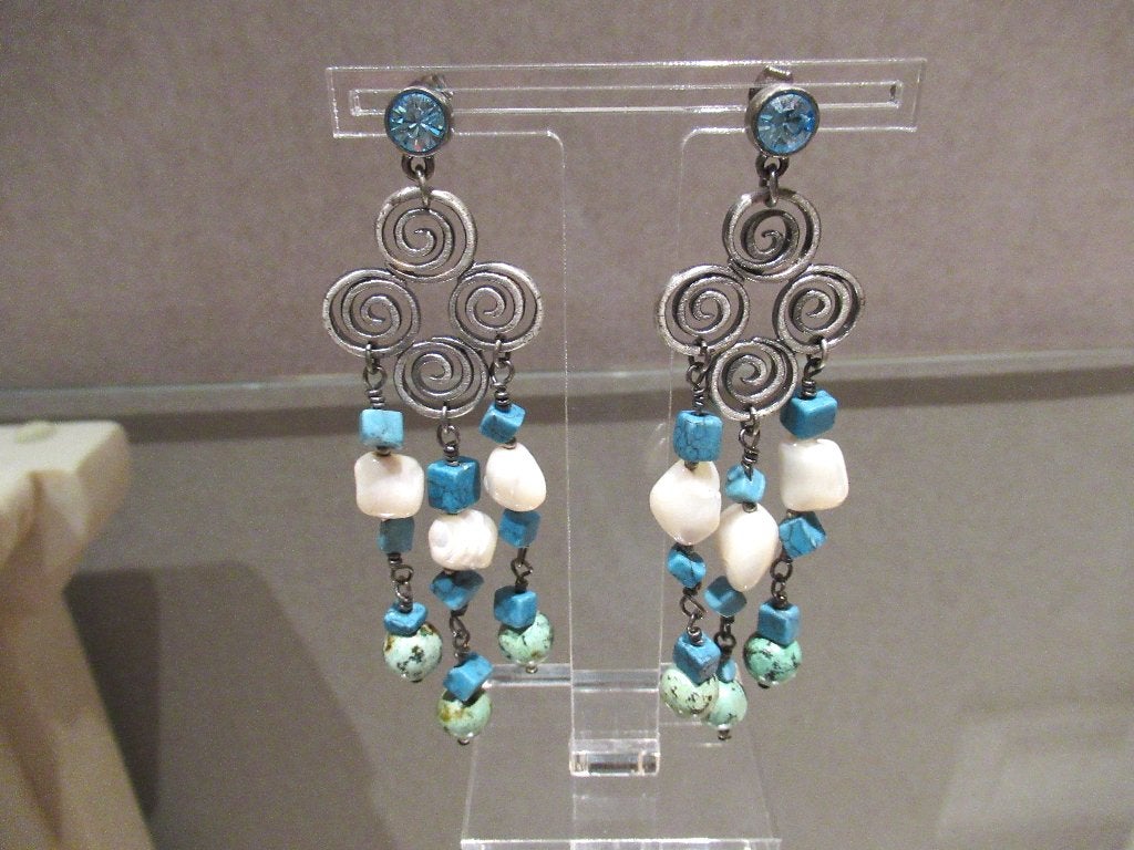 Nieuwe Dyrberg/Kern oorhangers met turquoise, Handtassen en Accessoires, Oorbellen, Met kristal, Hangers, Nieuw, Verzenden