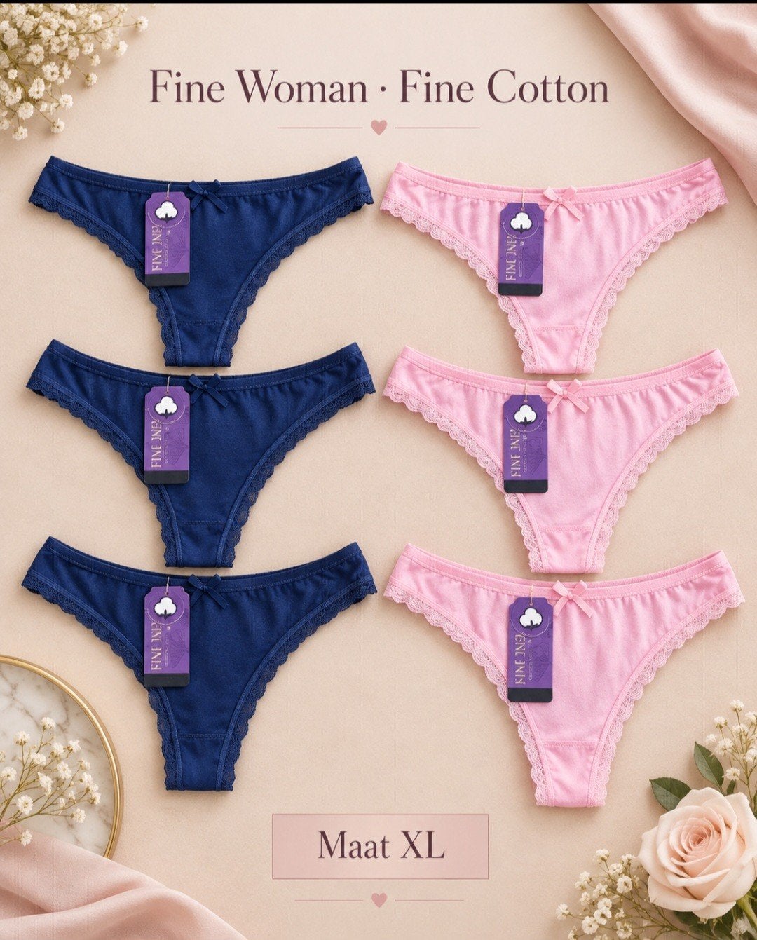 FINE WOMAN 6x Nieuwe Strings Maat XL, Fine Woman, Ophalen of Verzenden, Meerkleurig, String