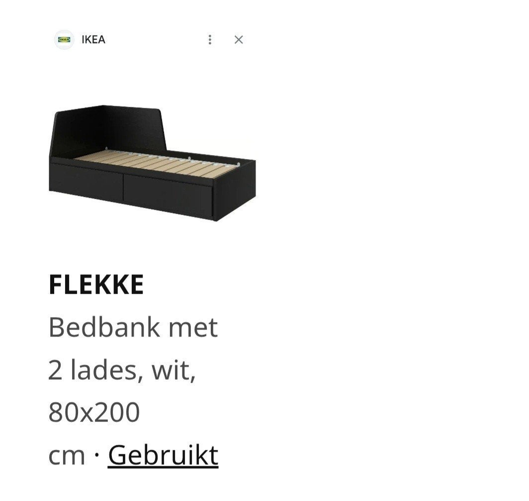 Bed  Flekke ( Ikea), Enlèvement, Noir, 200 cm, 80 cm