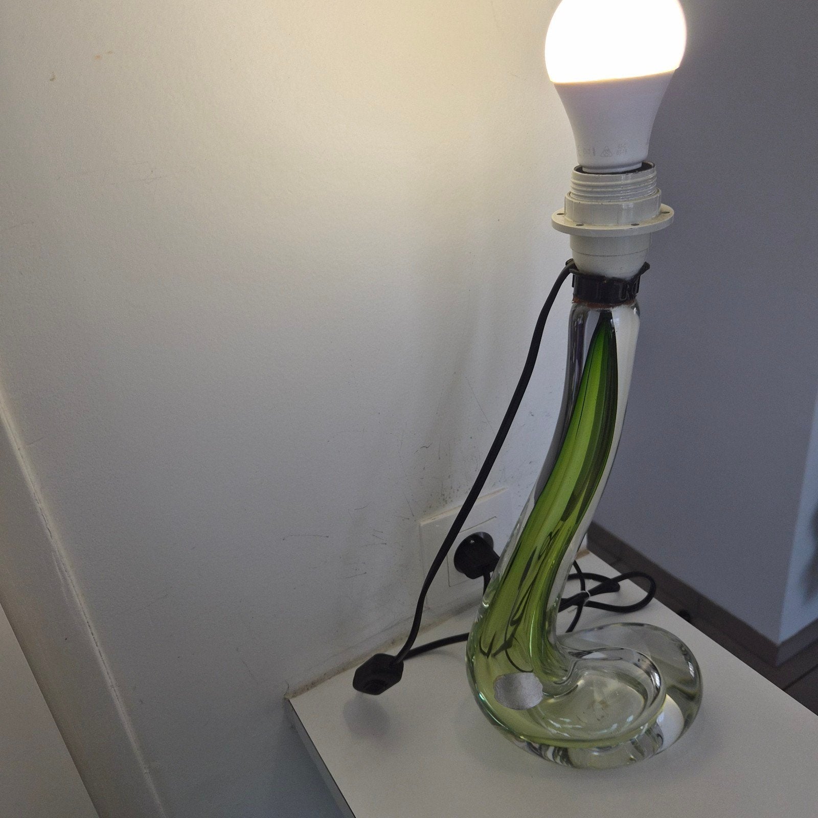​"Lampe ancienne en cristal Val Saint Lambert", Autres marques, Enlèvement ou Envoi, Vert, Comme neuf