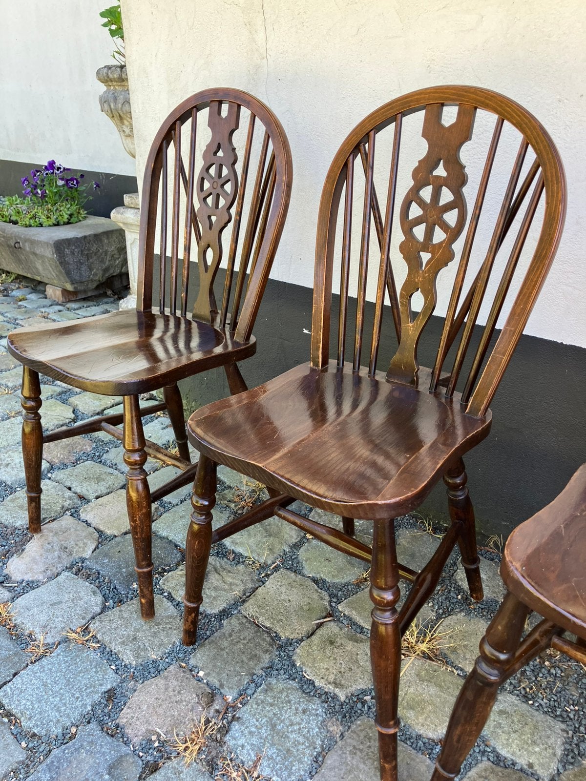 Set van 4 Engelse Windsor wheelback stoelen, Enlèvement