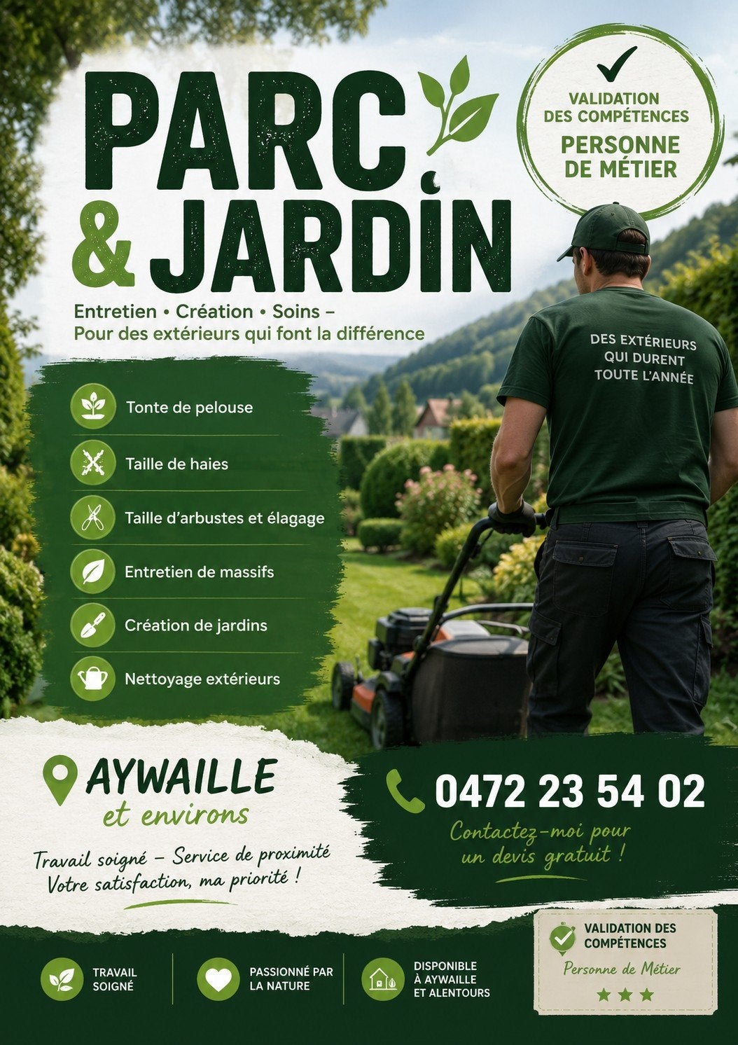 entretien espace vert parc et jardin, Contrat à durée indéterminée