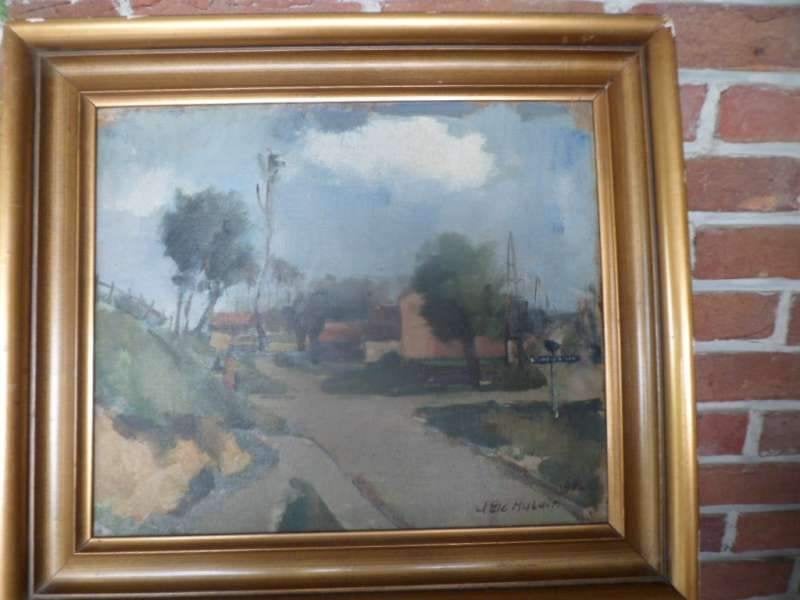Schilderijtje zicht op Doel, J. De Mulder, Antiek en Kunst, Ophalen of Verzenden, Paneel