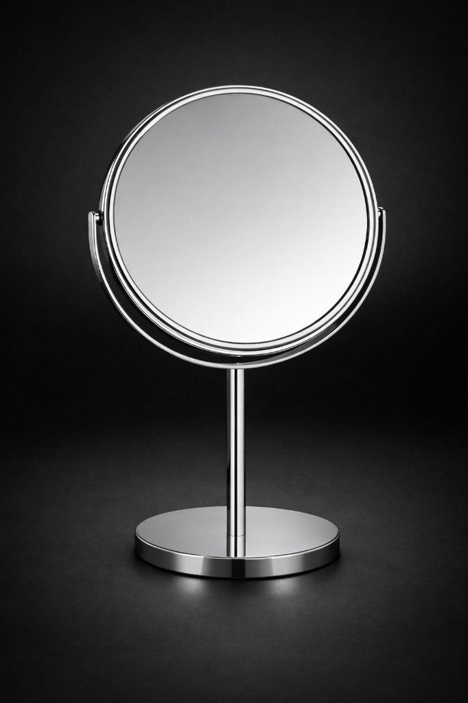 Miroir de table en acier inoxydable., Enlèvement, Comme neuf, Tout le visage, Maquillage