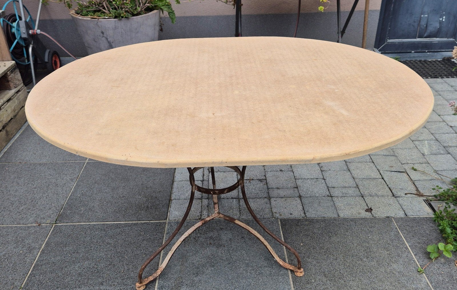 Handgemaakte tafel, Maison & Meubles, Tables | Tables de salon, Enlèvement, Comme neuf, Ovale, Autres essences de bois