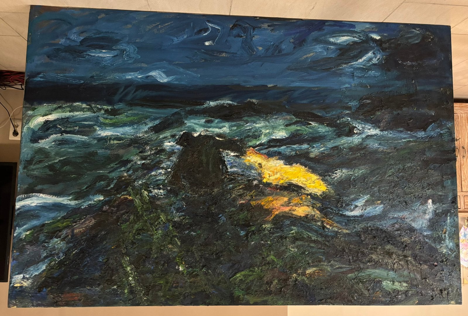 Olieschilderij op doek, Antiquités & Art, Art | Peinture | Abstraite, Enlèvement