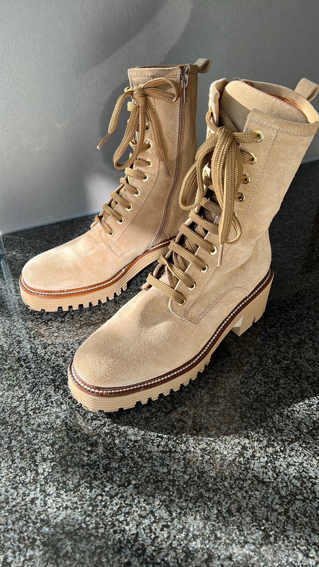 Dames bottines, Kleding | Dames, Ophalen, Zo goed als nieuw, Beige, Lage of Enkellaarzen