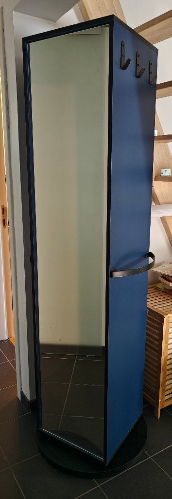 Blauwe draaiende halkast met spiegel, Huis en Inrichting, Ophalen, Gebruikt