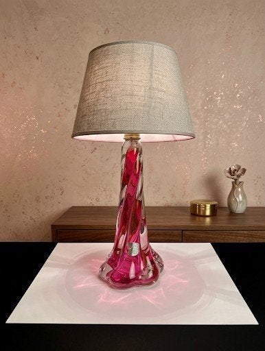 Val Saint Lambert: Lampe en cristal, circa 1950-60., Enlèvement ou Envoi