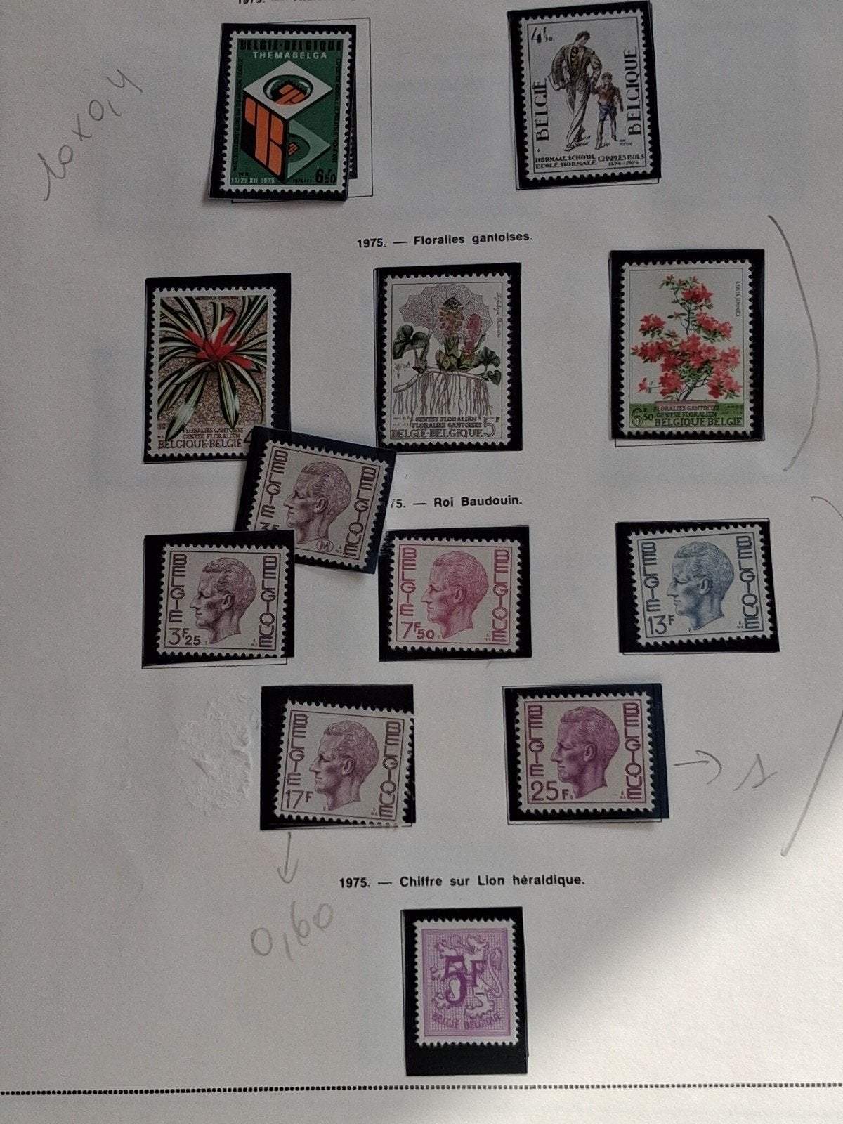 1975 Lot complet timbres belges MNH, Enlèvement ou Envoi