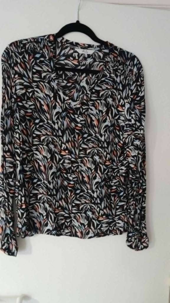 Blouse Vila Joy zwart, licht blauw, oranje, Verzenden, Zwart, Maat 42/44 (L), Zo goed als nieuw