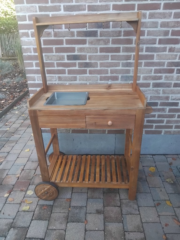 keuken eiland verrijdbare trolley massief hout, Keukentrolley, Ophalen, Zo goed als nieuw, Hout