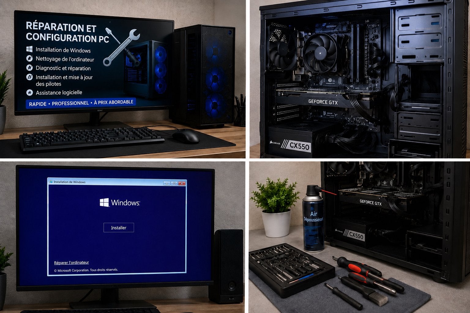 Réparation et entretien PC, Computers en Software, Desktop Pc's, Zo goed als nieuw, Ophalen of Verzenden