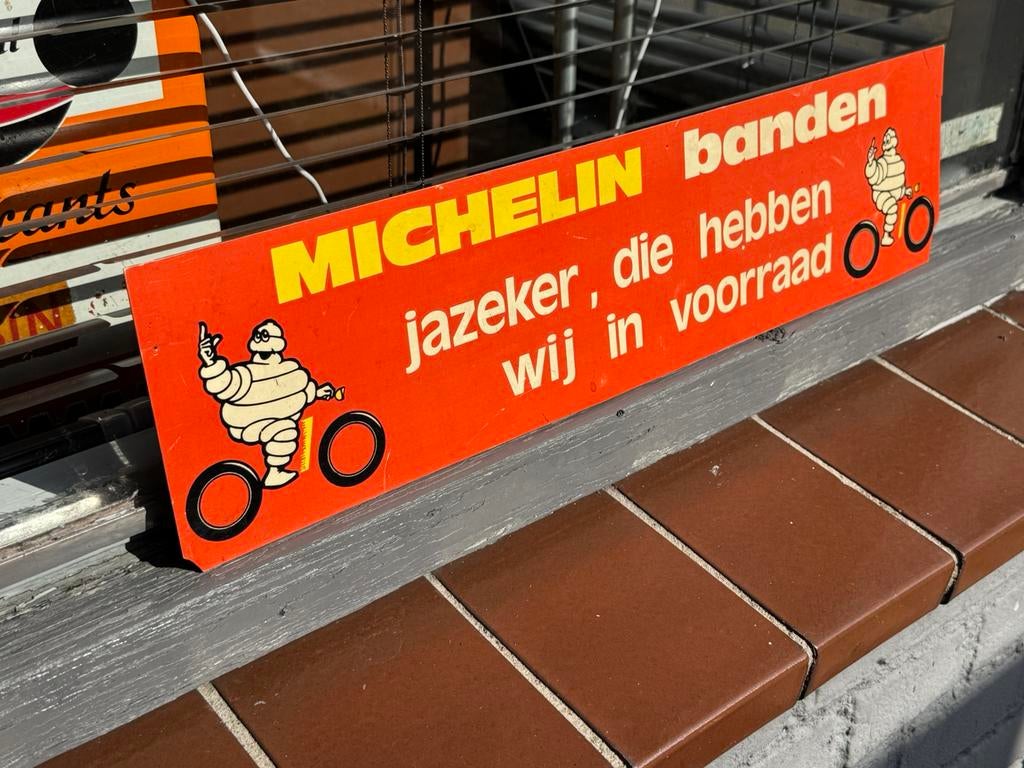 Michelin fietsbanden oud reclamebord, Verzamelen, Ophalen of Verzenden, Gebruikt, Reclamebord