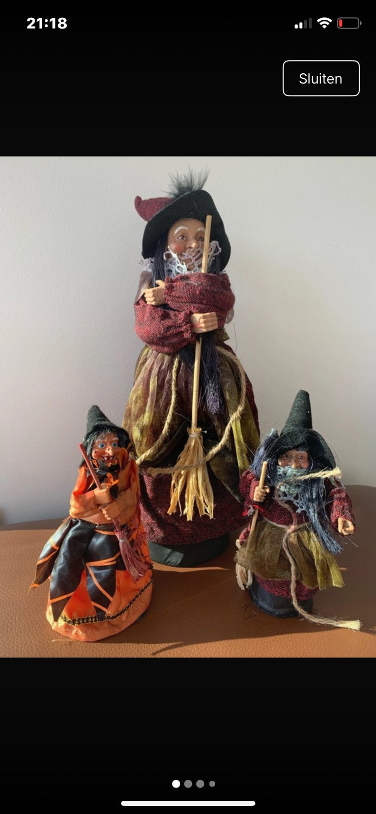 Superbe ensemble de 3 poupées sorcières décoratives, Enlèvement ou Envoi, Comme neuf, Orange, Set