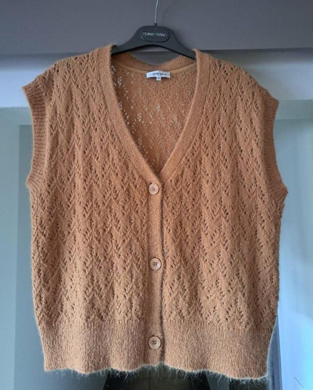 Terre Bleue, vest ajour,  mouwloos,  mt 40, Maat 38/40 (M), Bruin, Terre Bleue, Ophalen of Verzenden
