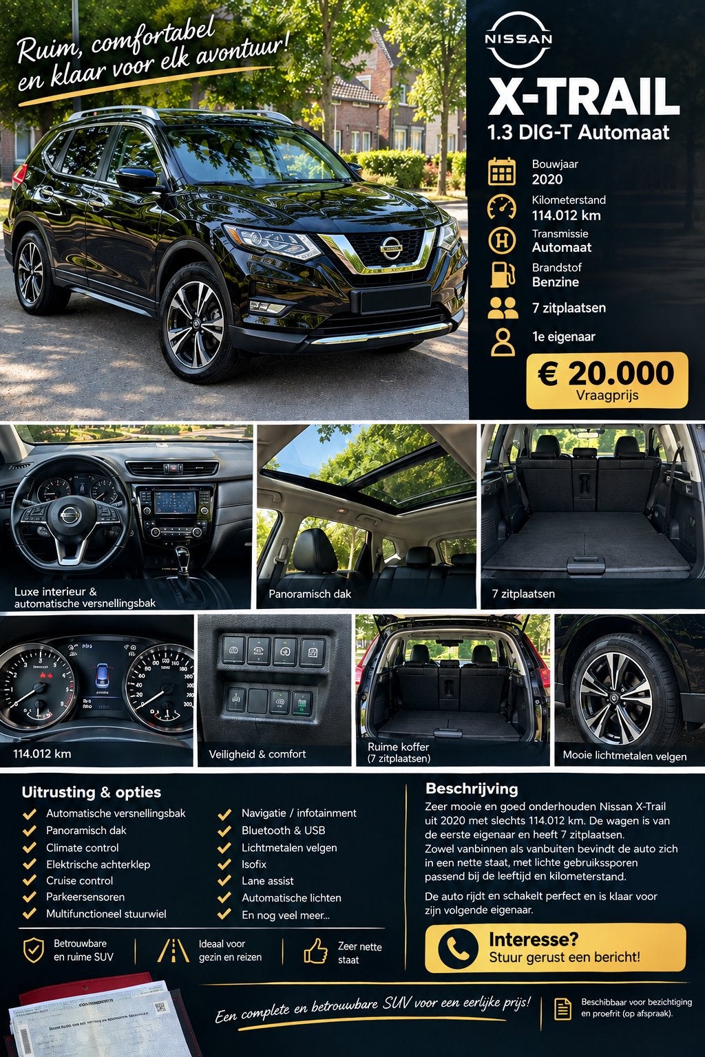 Nissan X-Trail Automatic | 7 places | 1er propriétaire |, Enlèvement