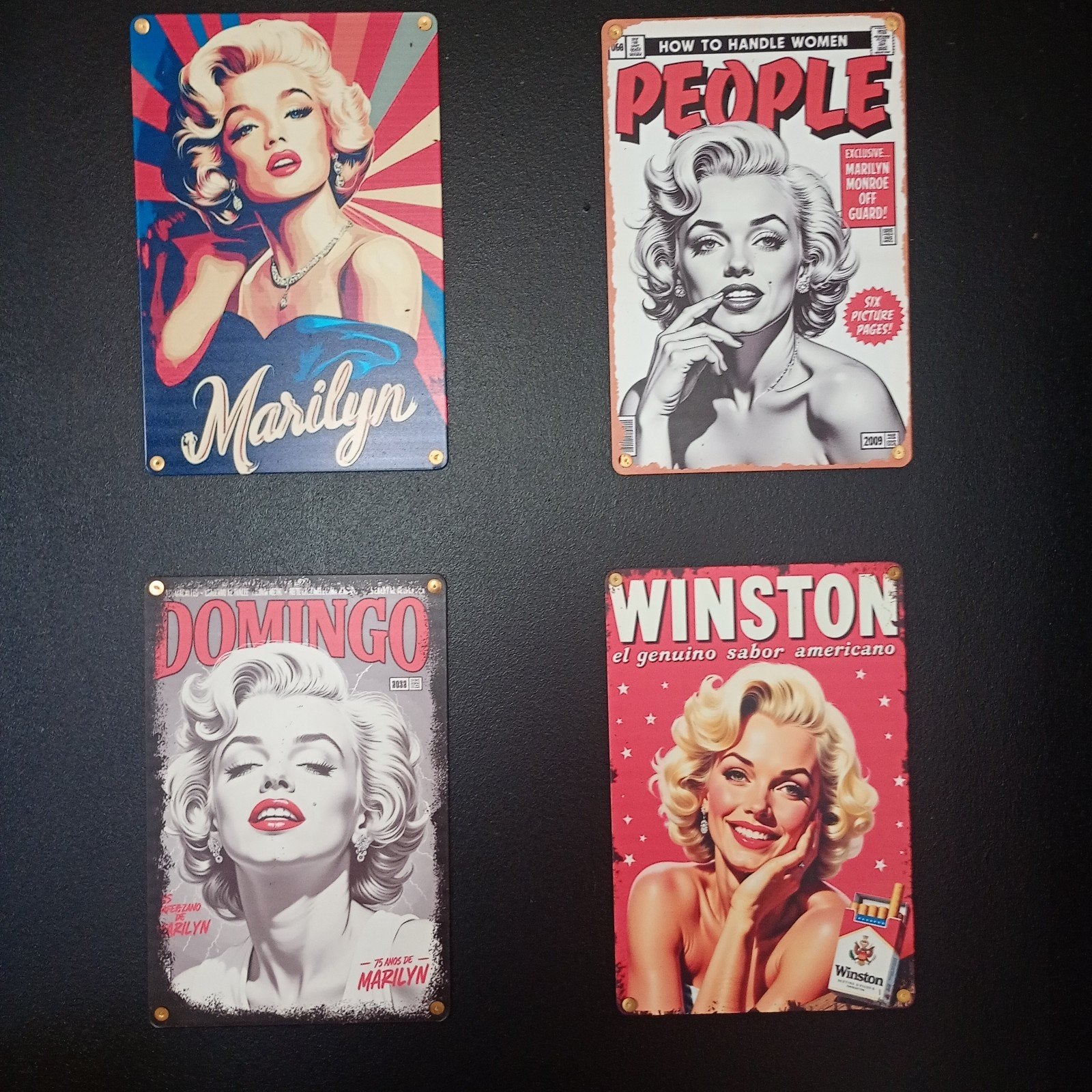 4 blikken wandbordjes, 20x30, samen 10€, Enlèvement