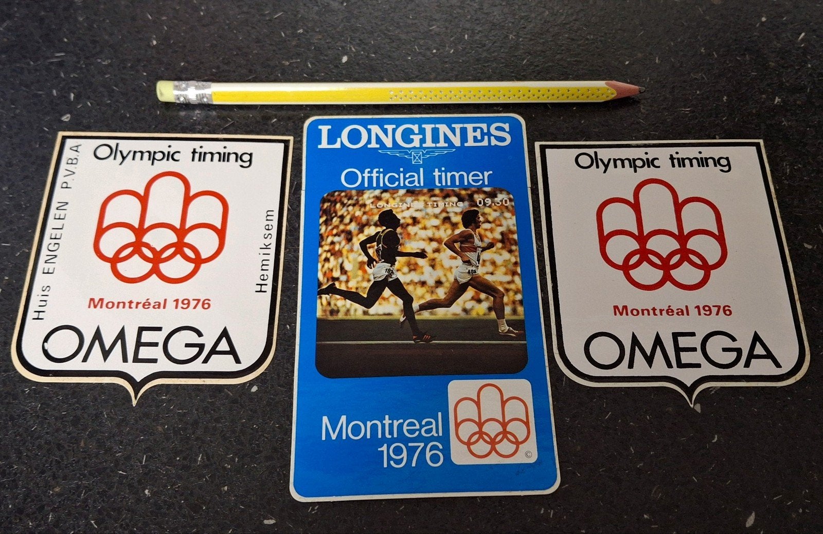 lot stickers Olympische Spelen Montreal 1976 Omega Longines, Ophalen of Verzenden, Zo goed als nieuw, Sport