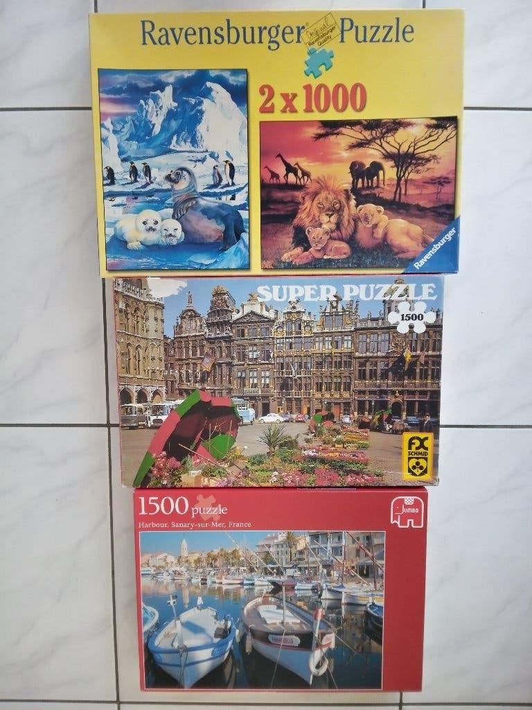 GRATIS LOT PUZZELS,2x1000 en 2x1500 (2,0,1en2st te kort), Enlèvement, 500 à 1500 pièces, Puzzle