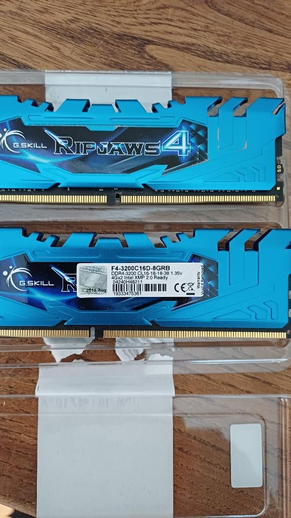 G.SKILL ripjaws4 2x8GB 3200MHz, Computers en Software, RAM geheugen, Gebruikt, DDR4, Ophalen of Verzenden, Desktop
