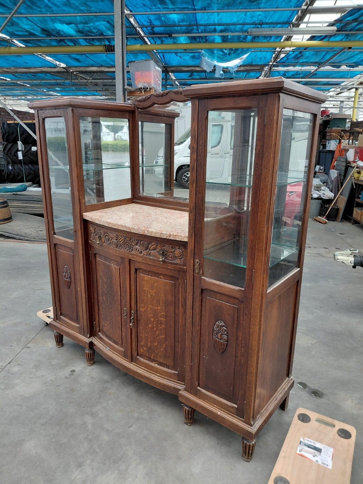 Meuble de buffet ancien unique avec dessus en marbre, 25 à 50 cm, Enlèvement ou Envoi, Art deco, 100 à 150 cm