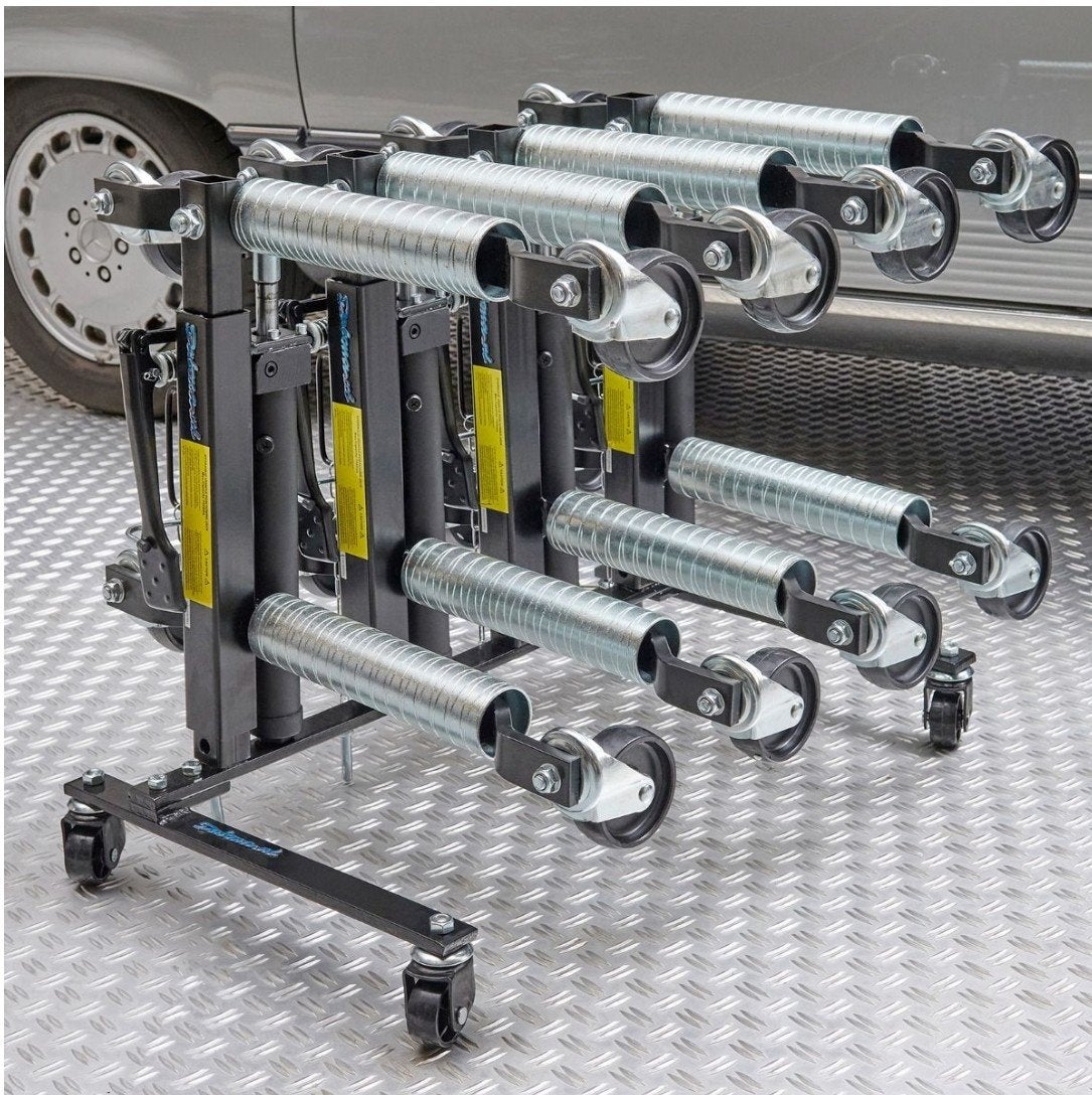 Automovers hydraulisch - 4 stuks met opbergrek, Enlèvement