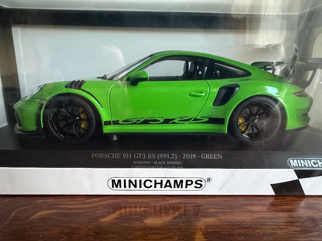 porsche gt3 rs groen 1:18, Ophalen of Verzenden, Nieuw, Auto, MiniChamps