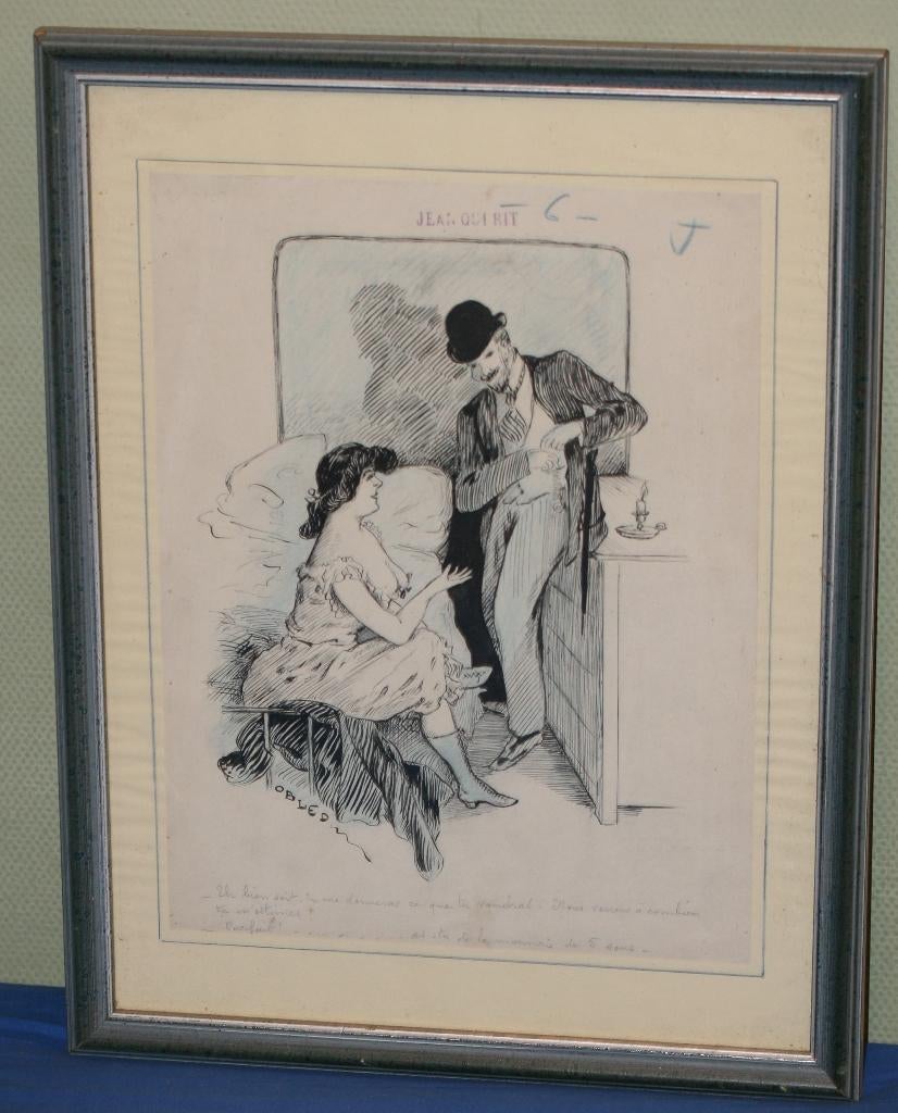 Grotesque litho antiek, Antiek en Kunst, Ophalen of Verzenden