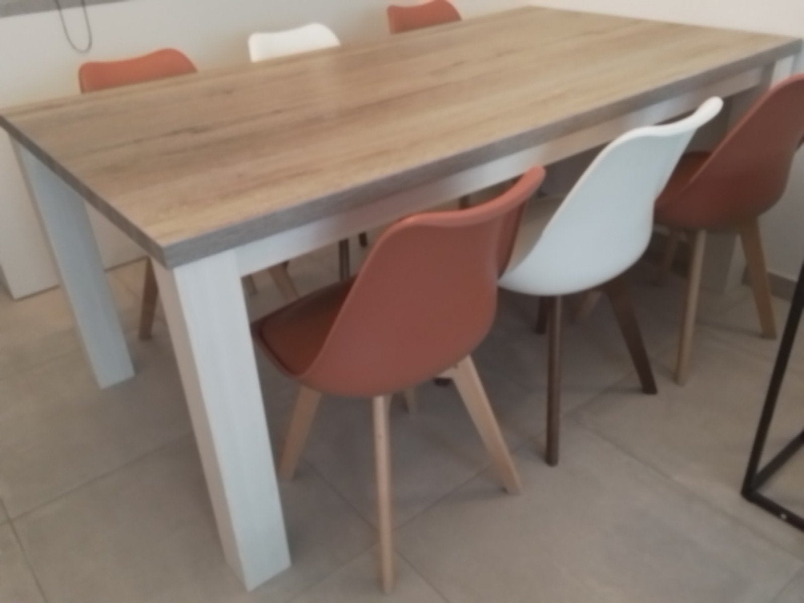 Landelijke eettafel rechte poot, Huis en Inrichting, Ophalen, Eikenhout, Nieuw, 50 tot 100 cm