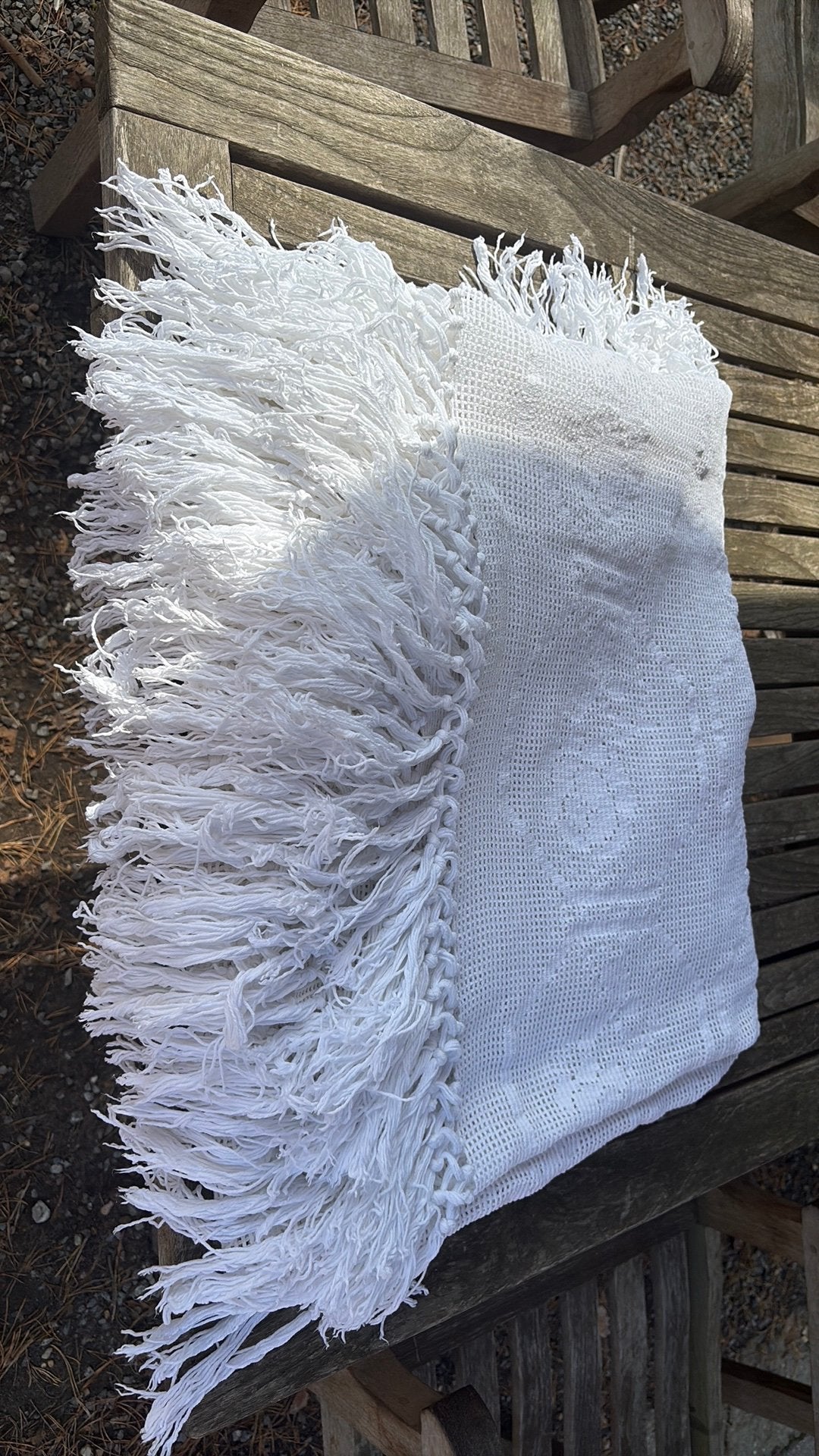 Vintage Handgehaakt Witte bedsprei, Ophalen of Verzenden