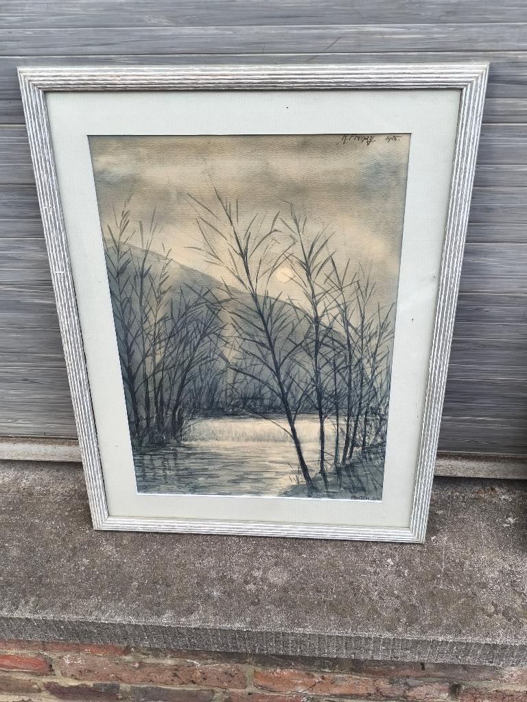 Aquarelle signe robert Frenay 1925, Antiek en Kunst, Ophalen of Verzenden