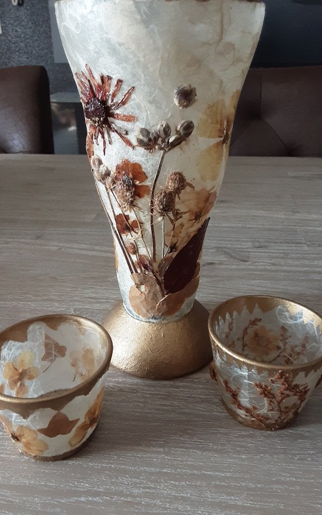 Vaasje en 2 theelichthoudertjes, Huis en Inrichting, 23 cm, Transparant, Nieuw, Glas