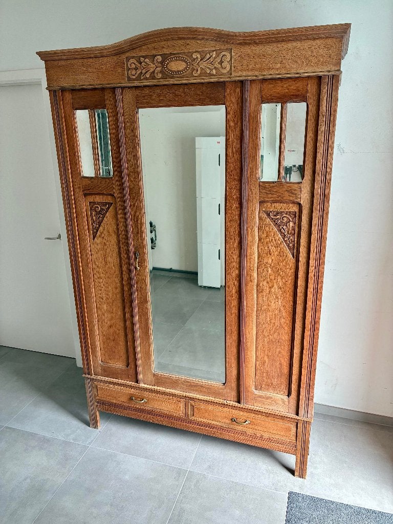 Armoire rétro avec porte miroir, Maison & Meubles, 100 à 150 cm, Enlèvement, Utilisé, 200 cm ou plus