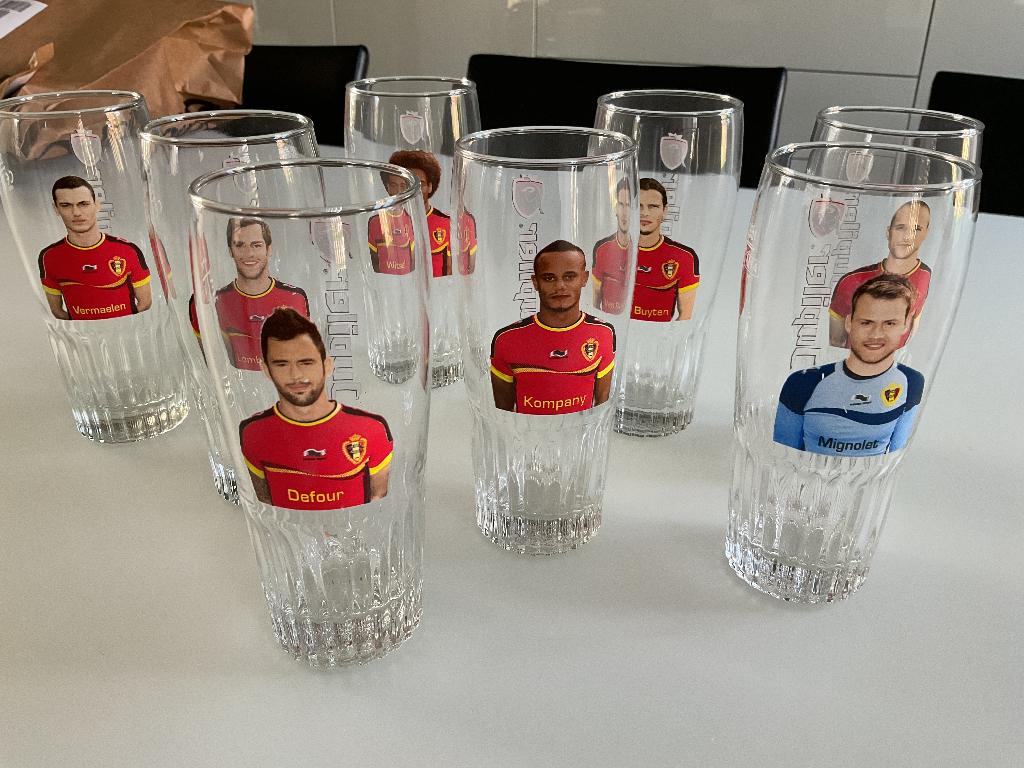 8 glazen van de rode duivels, Verzamelen, Ophalen, Nieuw, Glas of Glazen