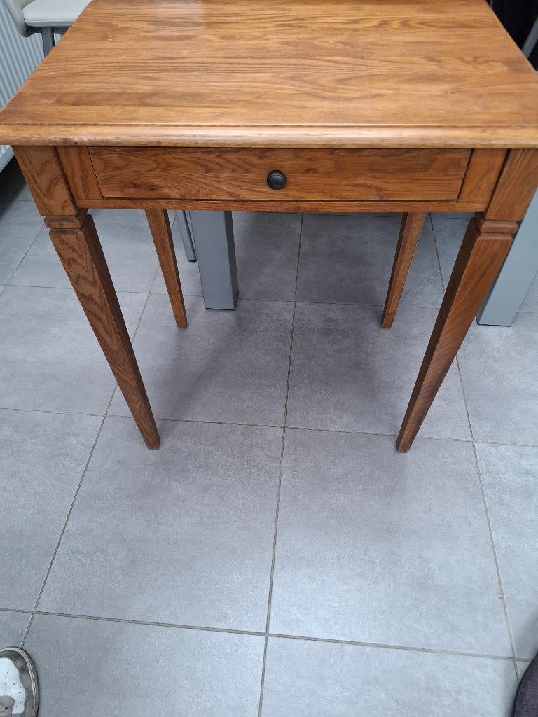 Bijzettafeltje eik, Ophalen, 55 tot 75 cm, 60 cm of meer, Rechthoekig